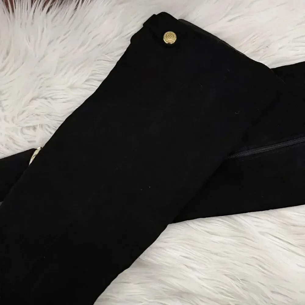 TOMMY HILFIGER | Faux Suede Black Gold Hardware Over Knee Boots Twnarzel | 9